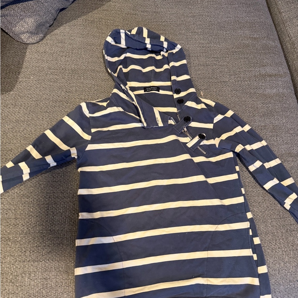 Burberry Black Label Navy and White Striped Hoodie- Limited Edition Japan style